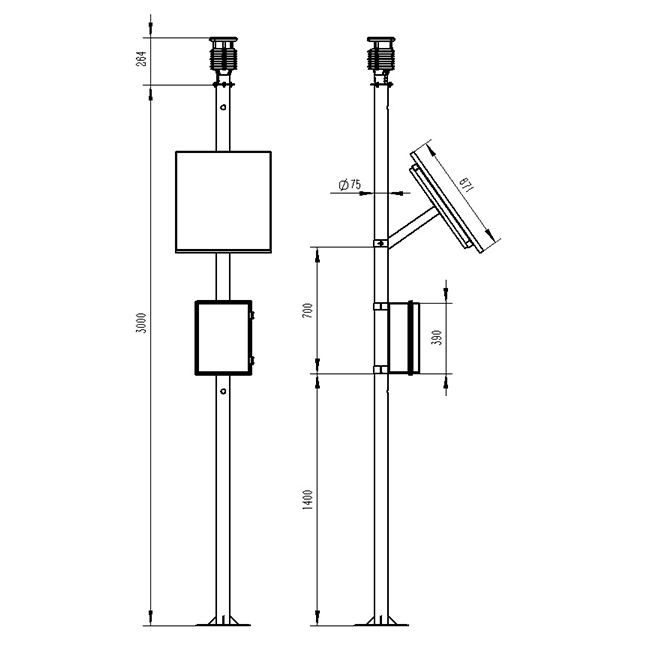 小型自動氣象站產品尺寸圖
