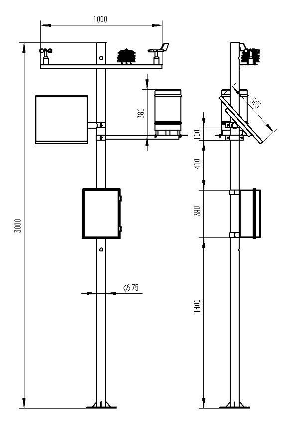 田間氣象觀測設備產品尺寸圖